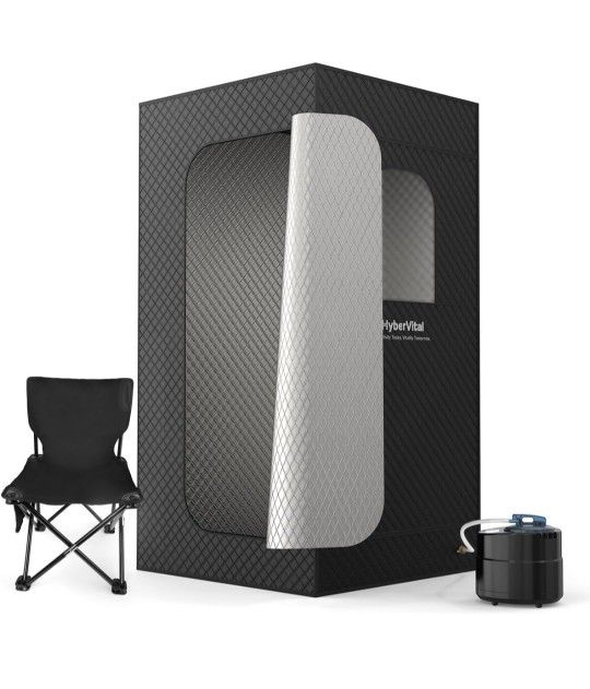 Portable Steam Sauna Room~NEW~ 1500W~Fast Sauna Tent Box w 3L Steamer, Remote Control, Folding Chair, Personal Sauna Spa