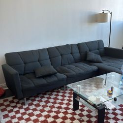 Modern Gray Sectional Sofa with Chaise – Clean, Comfortable, Good Condition