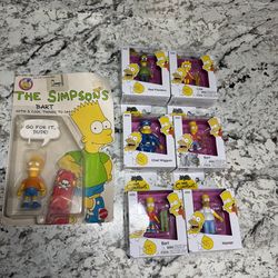 Lot of 6 The simpsons jakks pacific 2.5” figures + Vintage Mattel Bart  Figure