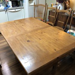 Wooden Dining Room Table with Leaf, Seats 8