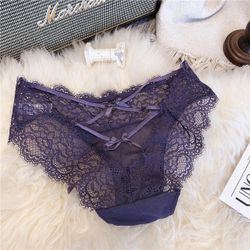 Violet purple Crossover Strappy eyelash lace cheeky panty