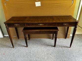 Brown Matching Table and Stool