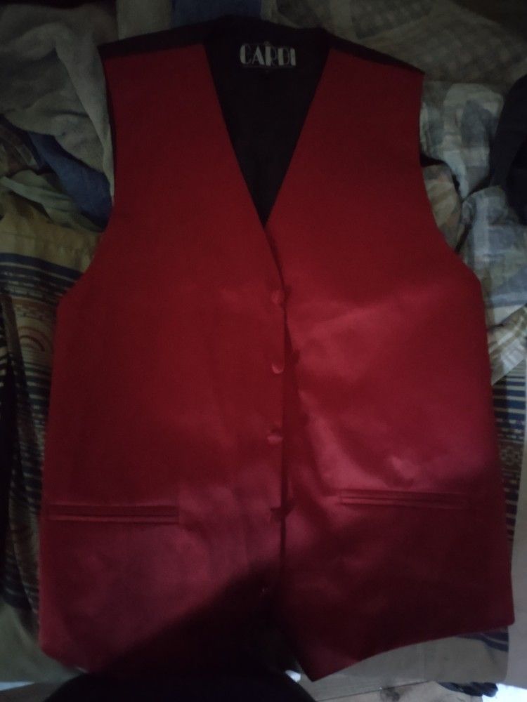Black And Red Men's Tuxedo Vest