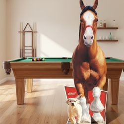BUDWEISER 2014 Clydesdale Horse and Puppy Cardboard Cutout Store Display Extremely RARE Almost  6FT TALL!