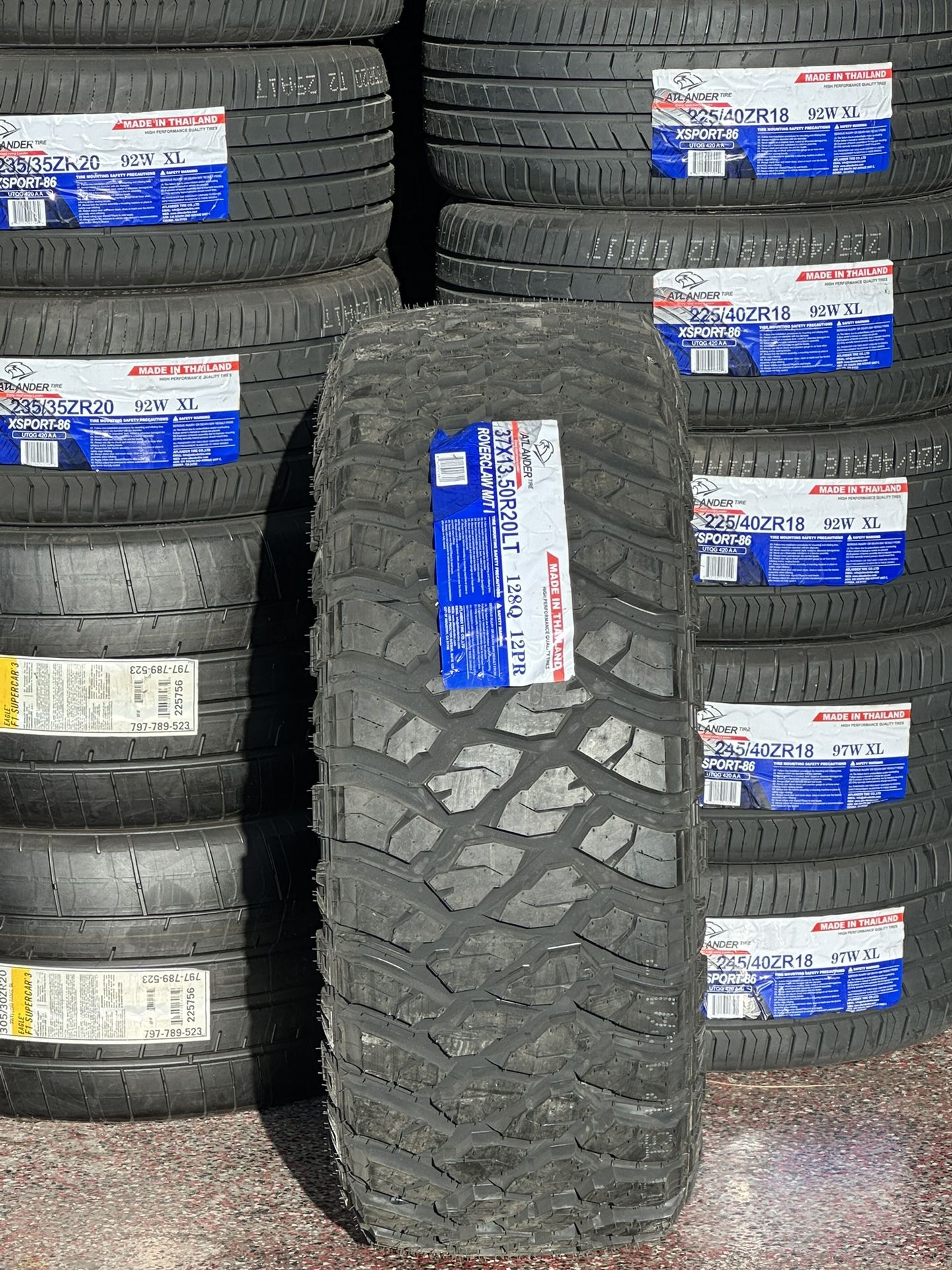 ATLANDER 37/13.50/20 $275 EACH NEW MT 37/13.50R20 LT 12 PLY HEAVY DUTTY FOR TOWING AND HEAVY LOADS AND DUALLYS 37/13.50R/20 M/T