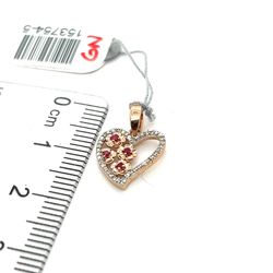 10kt Gold Diamond Pendant Heart With Rubies 0.70grams 153754 5