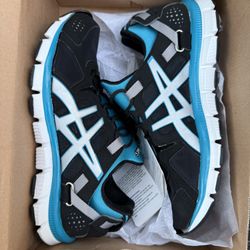 Asics gel-synthesis black silver island blue womens size 8 
