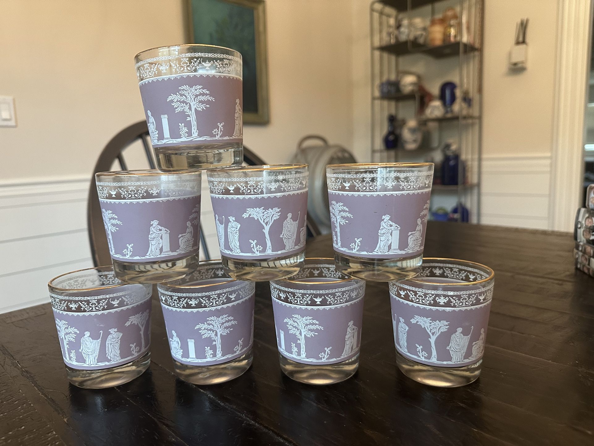 Vintage Lavender Greek Hellenic High Ball Glasses (8)