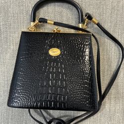 Cawens Vintage Black Croc-Embossed Handbag