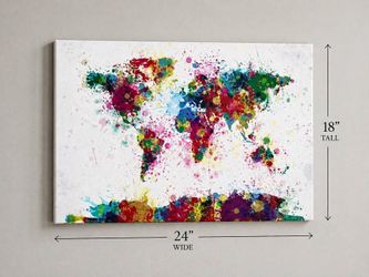 Colorful World Map Canvas Art – Modern Abstract