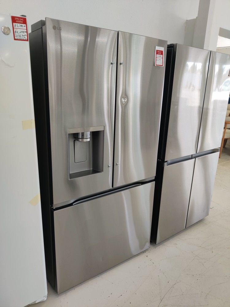 New LG - Counter-Depth MAX 23.7 Cu. Ft. French Door Smart Refrigerator with Zero Clearance - Stainle