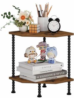 2-Tier Corner End Tables with Beaded Legs set of 2