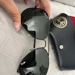 RayBans Black Aviator Sunglasses Polarized
