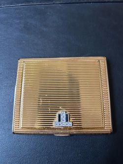 Vintage Christian Dior, gold, toned, stone, crusted, compact case￼