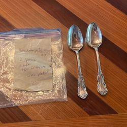 2 Antique 1900 Lafayette Silver Plated Spoons