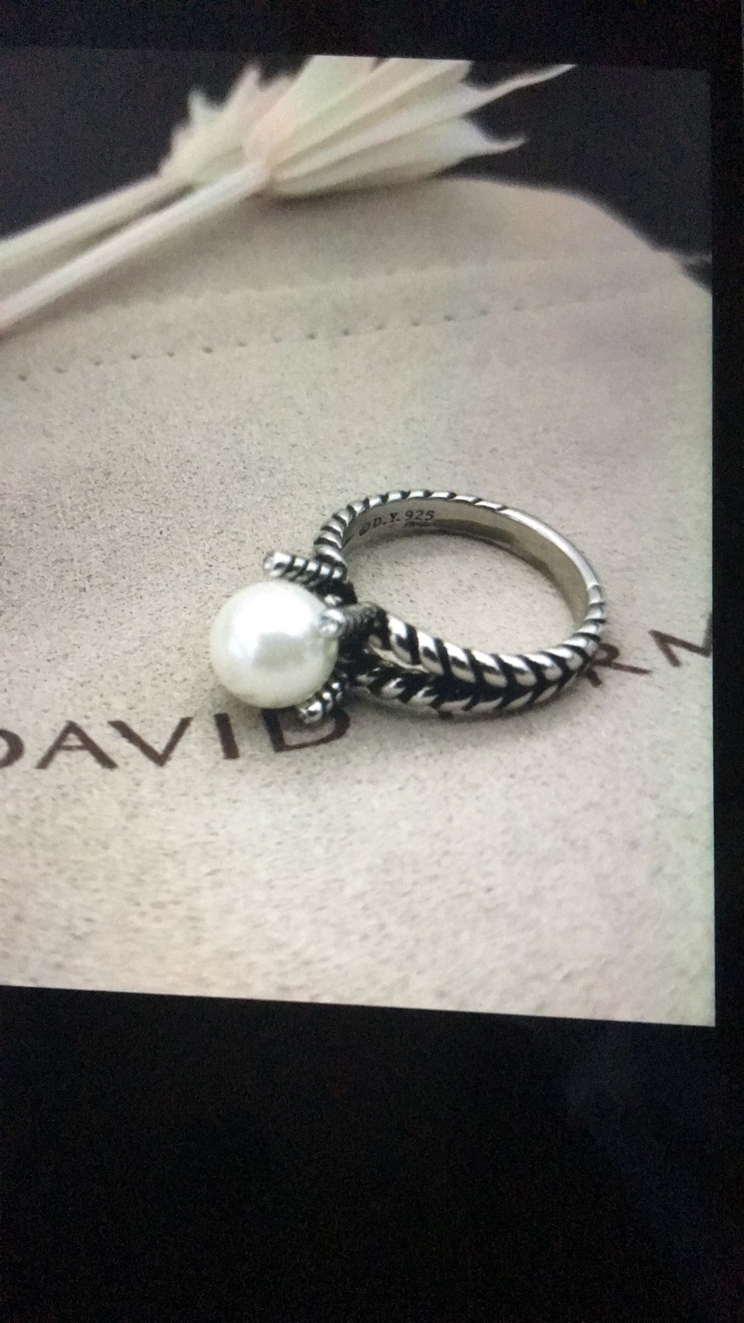 David Yurman Pearl Ring Size 8