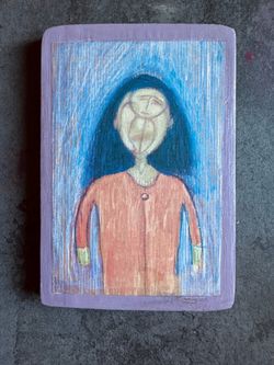 Decorative Visionary Art rt hand carved and hand painted rustic wood frame