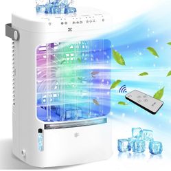 Portable Air Conditioners, 1800ml Evaporative Air Cooler with 2-8H Timer, 20W Powerful 3 Speeds＆7 Colors Light, 3 Modes Mini Air Conditioner Portable 