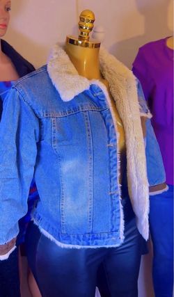 Women’s Blue Denim Jacket with Faux Fur Lining 🧥❄️