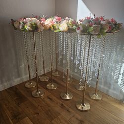 Tall Beaded Chandelier Centerpieces