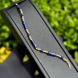 Jewelry 14k solid gold macaron cobalt bracelet 6.25” 4.00mm 2.70g