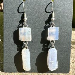 💙 Beautiful blue lace agate (2 charm) handmade earrings