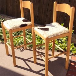 Small Bar Chairs with Cowhide covers 