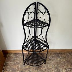 Sturdy Wrought Iron Collapsible Corner 3 Tier Shelving Unit