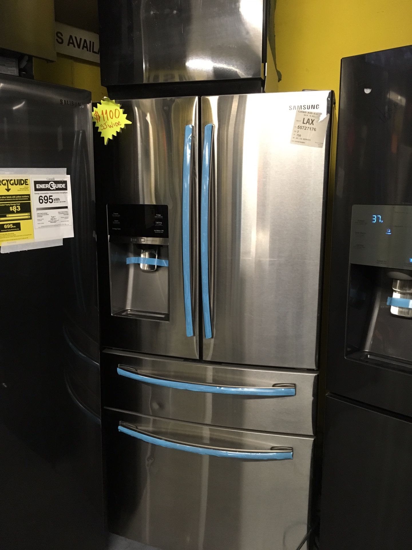 Samsung Stainless Steel 4 door wine cooler and bottom freezer