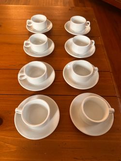 Delco Ceramicor Porcelain Espresso Cup and Saucer Set of 8