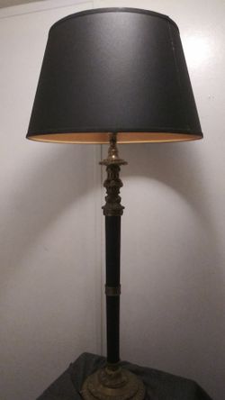 Speer vintage black regency leather and solid heavy brass upscale lamp.