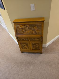 Oriental Hand Carved Desk With Cabinets