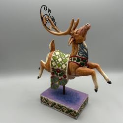 Jim Shore 2004 “Dash Away” Reindeer Green Blanket Figurine.  Perfect Condition!