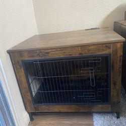 Small dog crate/side table with plugins