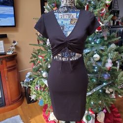 STYLE ROCK BLACK BODYCON DRESS WITH OPEN STOMACH!