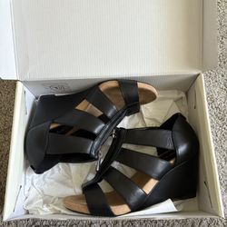 Black Zipper Wedge. Size 9.5