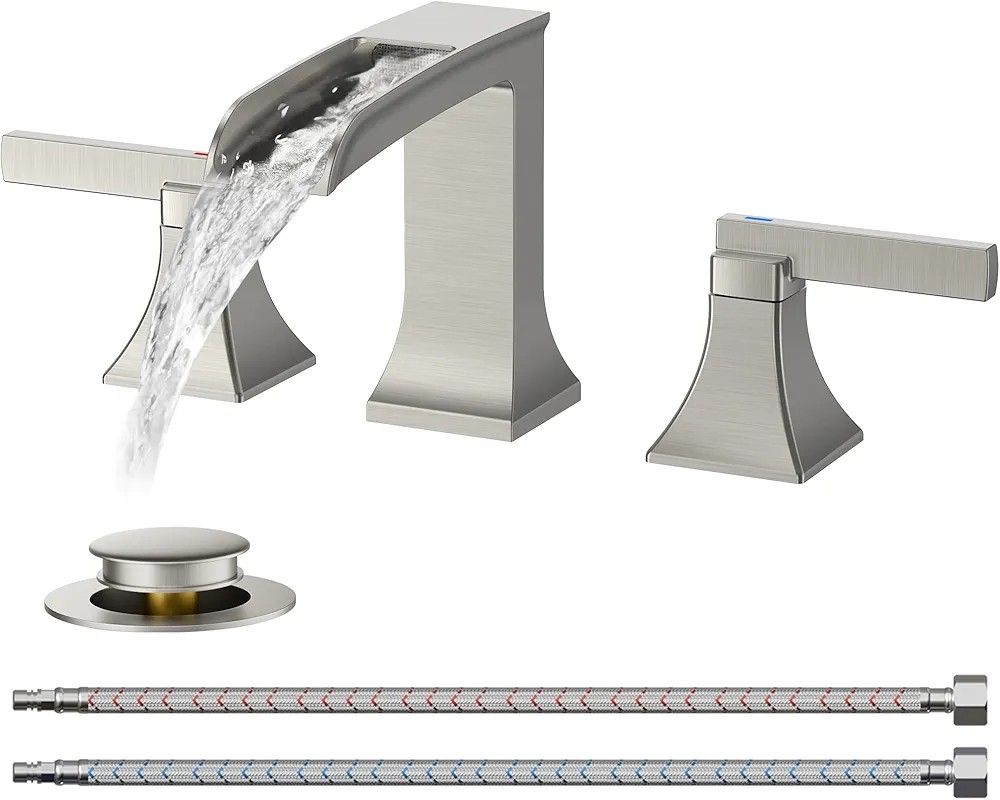 FORIOUS Brushed Nickel Widespread Bathroom Faucet Brass