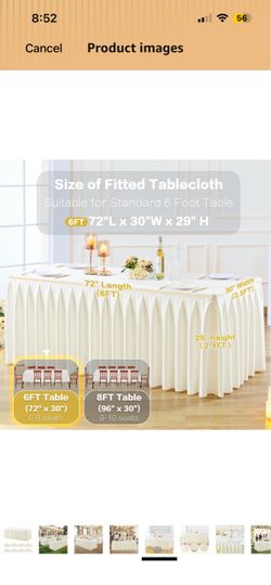 7 ivory Fitted Tablecloth for 6FT Table