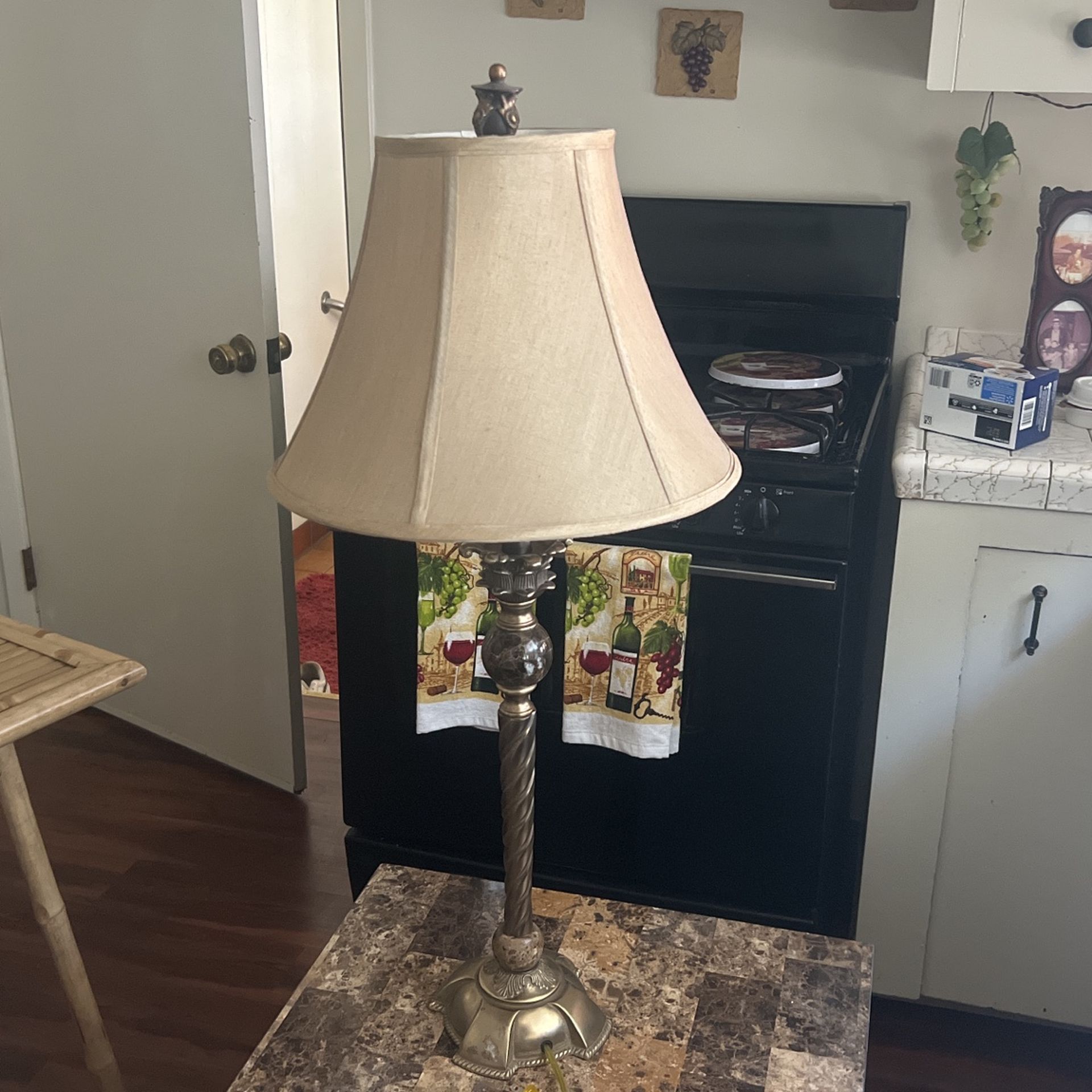 One Brass Lamp With Shade