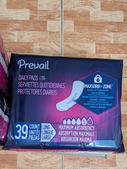 Prevail Daily Pads, Long, Leak Protection, Heavy Absorbency, 39 Count. 7 bags.