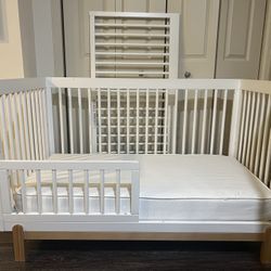 Crib and Toddler Bed with Mattress 