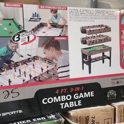 NEW 3-in-1 Combo Game Table - Billiards, Air Hockey & Foosball