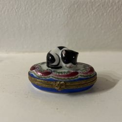 Limoges Cat Trinket Box 