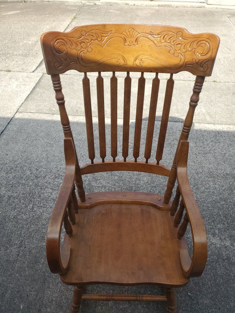Hand Carved Wooden Rocking Chair