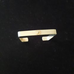 Vintage Pierre Cardin Sterling Silver Cuff Bracelet with  14kt Gold &Diamond