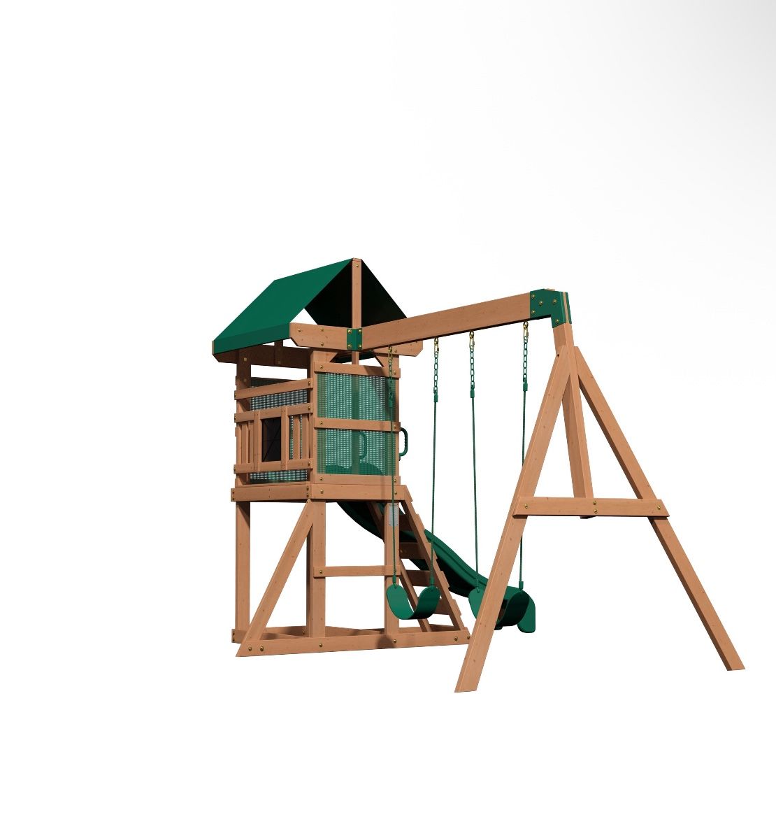 Backyard Discovery Buckley Hill Residential Wood Playset with 2 Swings and Slide Included