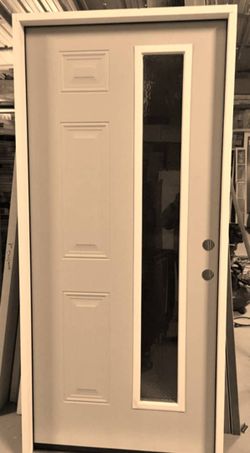 Exterior Entry Door with Narrow Glass Panel