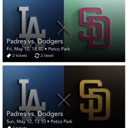 Padres vs Dodgers Tickets 5/10 And 5/12