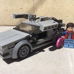 Lego ( Like) Deloren Vehicle / Plus Official Lego Fig Marty Mcfly 