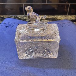 Beautiful Vintage Lidded Crystal Bird Bowl By Hofbauer Byrdes